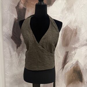 Zara Dark Olive Wrap Crop Top